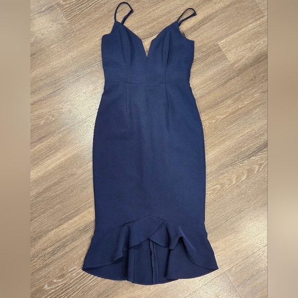 BARDOT Kristen Peplum Fit & Flare Midi Blue Dress size XS - Picture 9 of 14